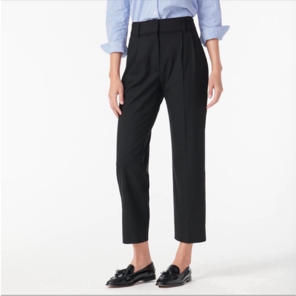 NWT JCrew Crochet-trimmed Pleated Trouser Pants Bottoms In black Size 4